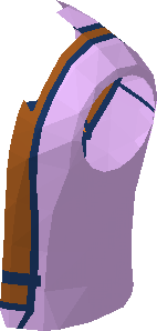 ~Figure Friends Boy Torso Lavender Shirt Open over Orange Undershirt, Dark Orange Suspenders and Necklace Half Pattern