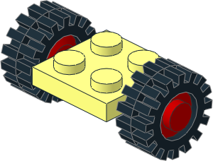 Plate  2 x  2 with Red Wheels and Tyres 6/ 50 x 8 Offset Tread