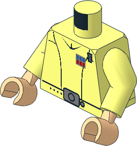 Minifig Torso with Arms and Light Nougat Hands with SW Imperial Officer (Captain) Pattern