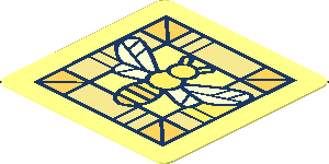 Sticker  1.5 x  1.5 with Stained Glass Bee