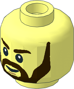 Minifig Head with Dark Brown Eyebrows and Angular Beard Pattern
