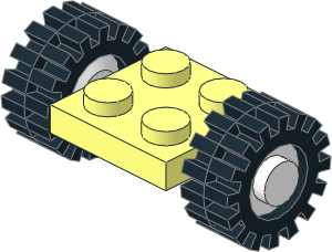 Plate  2 x  2 with White Wheels and Tyres 6/ 50 x 8 Offset Tread