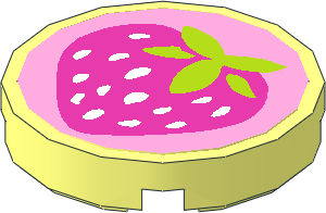 Tile  2 x  2 Round with Round Underside Stud with Strawberry Sticker