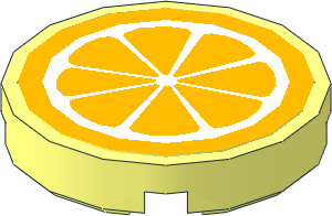Tile  2 x  2 Round with Round Underside Stud with Orange Fruit Slice Sticker