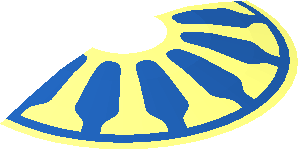 ~Dish  8 x  8 Inverted Blue Ring with 11 Tapered Stripes Half Pattern