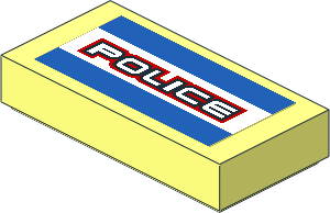 Tile  1 x  2 with Sticker  0.9 x  1.8 with Black/Red "POLICE" on White/Blue Stripes