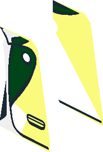 ~Minifig Torso with Suit Jacket Open with Pockets and Gold Buttons, Dark Green Lapels, White Shirt and Black Tie Half Pattern