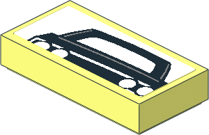 Tile  1 x  2 with Groove and Simulated Black Car in Rear-Mirror Sticker