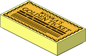 Tile  1 x  2 with "WONKA'S GOLDEN TICKET" Pattern