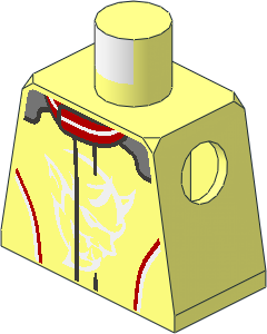 Minifig Torso with Racing Suit with Demon Logos and Red, Silver and White Stripes Pattern