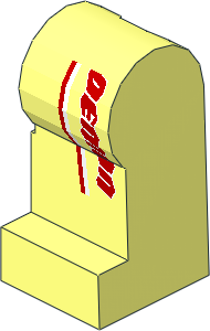 Minifig Leg Left with Demon Logo and Red and White Stripes Pattern