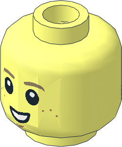 Minifig Head with Dark Tan Eyebrows, Medium Nougat Freckles and Chin Dimple, Smile with Teeth / Surprised  2-Sided Pattern
