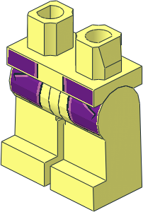 Minifig Hips and Legs with Dark Purple Jacket Tails with Pockets and Metallic Pink Trim Pattern