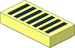 Tile  1 x  2 with Black Grille with  7 Stripes Pattern