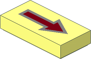 Tile  1 x  2 with Arrow Long DkRed with Silver Border Pattern