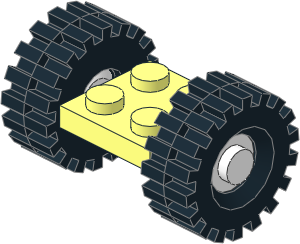 Plate  2 x  2 with White Wheels and Tyres 8/ 75 x 8 Offset Tread
