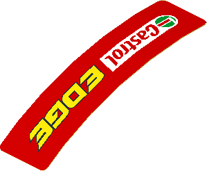 Sticker  0.8 x  3.0 with Castrol Edge Logo on Red Background Left (Formed)