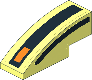 Slope Brick Curved  3 x  1 with Black Curved Stripe and Black Line and Orange Light on Transparent Background Left Stickers
