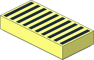 Tile  1 x  2 with Black Grille with 10 Stripes Pattern