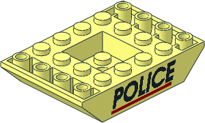 Slope Brick 45  6 x  4 Double Inverted with "POLICE" Red Line Pattern