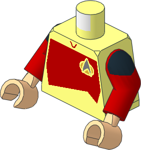 Minifig Torso with Arms and Hands with Red Starfleet Duty Uniform (2360s Variant) Pattern