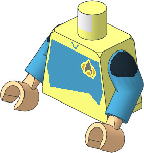 Minifig Torso with Arms and Hands with Dark Azure Starfleet Duty Uniform (2360s Variant) Pattern