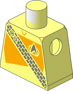 Minifig Torso with Bright Light Orange Starfleet Duty Uniform and Silver Klingon Baldrik Pattern