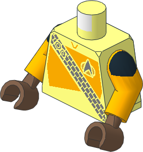 Minifig Torso with Arms and Hands with Bright Light Orange Starfleet Duty Uniform and Silver Klingon Baldrik Pattern