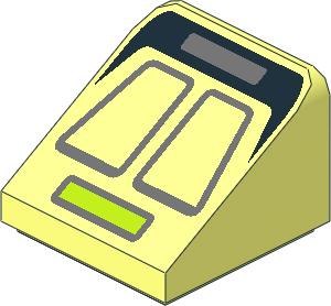 Slope Brick 31  1 x  1 x  0.667 with Dark Bluish Grey Trapezoids and Lime Light Bar Pattern