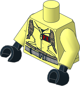 Minifig Torso with Arms and Hands with Jumpsuit, "P.V." ID Badge and "PETER" with Ghostbusters Logo Pattern