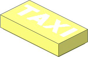 Tile  1 x  2 with White "TAXI" Pattern
