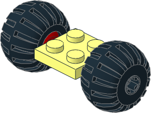 Plate  2 x  2 with Red Wheels and Wheels 13 x 20 Solid Rubber
