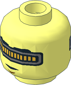 Minifig Head with Gold Visor, Black Eyebrows, Neutral / Smile with Teeth Pattern 2-Sided Pattern