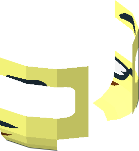 ~Minifig Head with Gold Visor, Black Eyebrows, Neutral / Smile with Teeth Pattern 2-Sided Pattern - Half