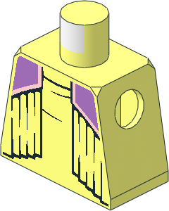 Minifig Torso with Vest with Black Folds, Medium Lavender Shoulders with Metallic Pink Trim Line Pattern