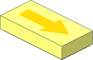 Tile  1 x  2 with Arrow Long Yellow without Border Pattern