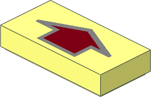 Tile  1 x  2 with Arrow Short DkRed with Silver Border Pattern