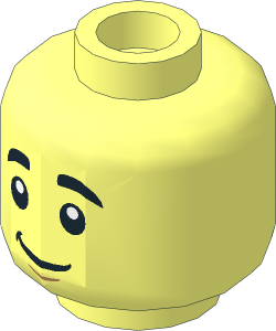 Minifig Head with Black Thick Eyebrows and Lopsided Grin / Scared 2-Sided Pattern