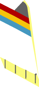 ~Minifig Torso with Vest Red, Yellow and Dark Azure Stripes Half Pattern