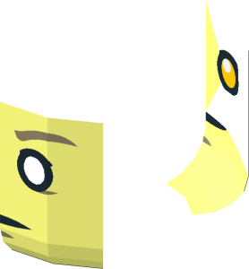 ~Minifig Head with Yellow Eyes, Dark Tan Eyebrows, Neutral / Raised Eyebrow 2-Sided Pattern - Half