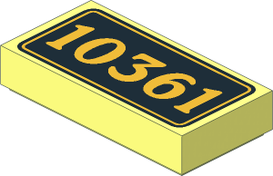 Tile  1 x  2 with Metallic Gold "10361" on Black Background Pattern