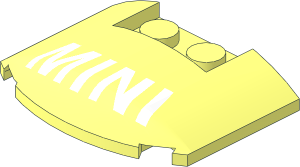 Slope Brick Curved  3 x  4 x  0.667 Rounded with White "MINI" Pattern