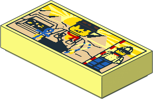 Tile  1 x  2 with Minifig and Pyramids Pattern