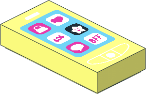 Tile  1 x  2 with Dark Pink, White and Medium Azure Smartphone with 6 App Icons Pattern