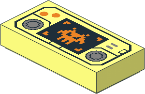 Tile  1 x  2 with Hand-Held Videogame and Pixelated Alien Pattern