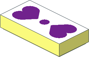 Tile  1 x  2 with Purple Hearts on White Pattern