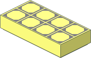 Tile  1 x  2 with  8 Metallic Silver Octagon Outlines Pattern