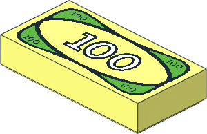 Tile  1 x  2 with "100" Money Pattern