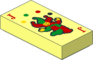 Tile  1 x  2 with Card with Juggling Joker Pattern