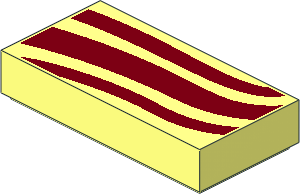 Tile  1 x  2 with  3 Dark Red Waves Pattern